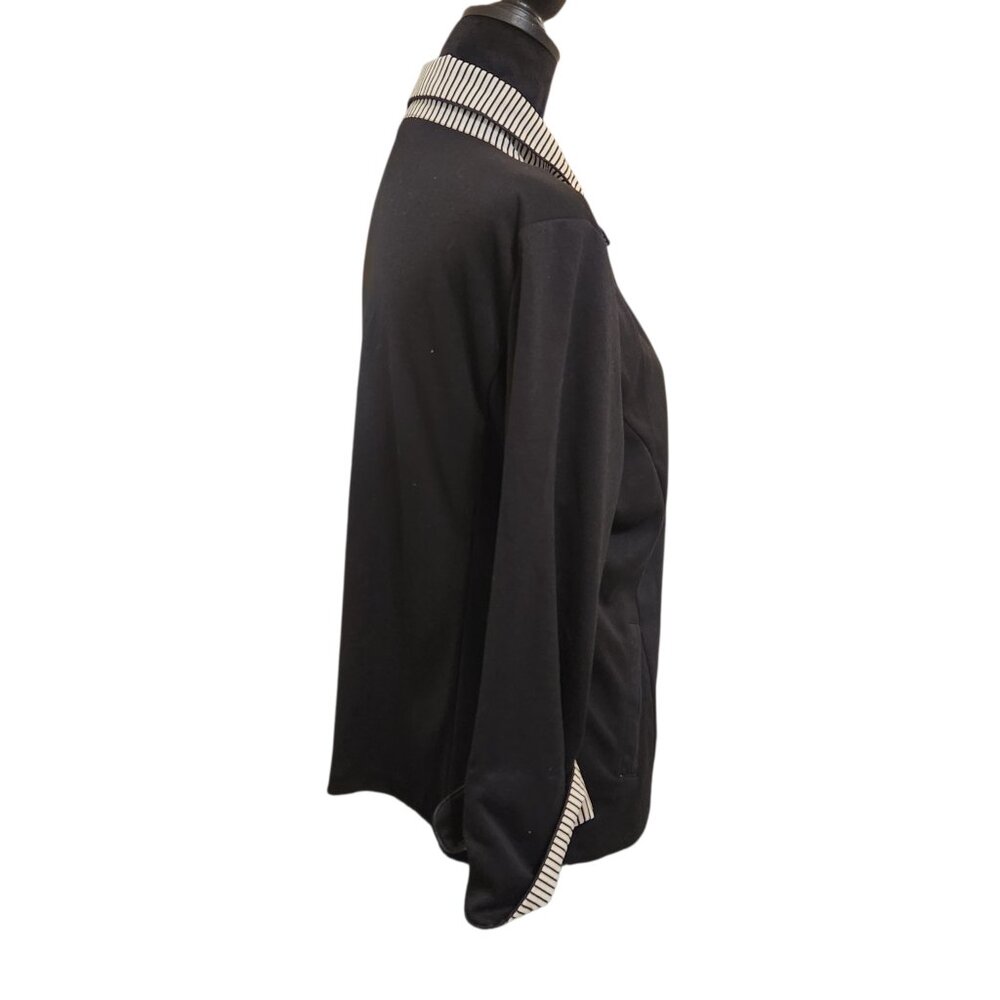 Erin London Black Jacket With Stripe Collar & Sleeves Size L - Picture 4 of 5
